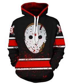Halloween Friday 13Th Jason Voorhees Stripe 3D Hoodie Zipper Hoodie