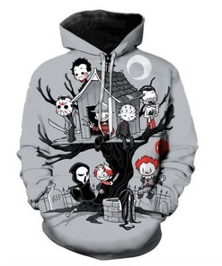 Halloween Horror Characters Cartoon Art 3D Hoodie Zipper Hoodie