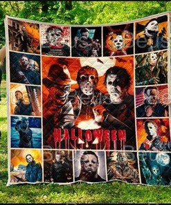 Halloween Horror Scary Movie Quilt Blanket