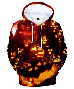 Halloween Jack O Lantern Pumpkin Lantern Polyester 3D Hoodie Zipper Hoodie