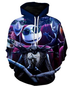 Halloween Jack Skellington and Ghost Puppy 3D Hoodie Zipper Hoodie
