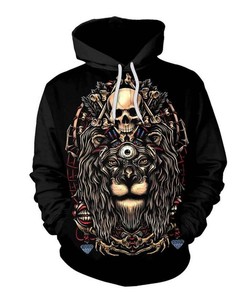 Halloween Lion And Skull Print 3D Hoodie Zipper Hoodie