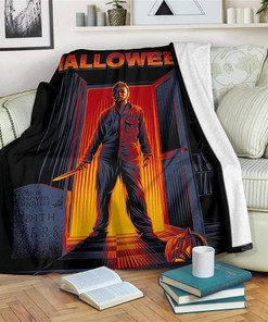 Halloween Michael Myers Sherpa Fleece Blanket Gifts for Family, for Couple