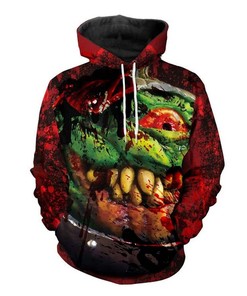 Halloween Monster Print 3D Hoodie Zipper Hoodie