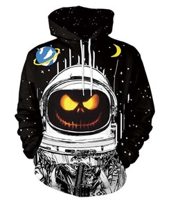 Halloween Pumpkin Lantern Astronaut Devil 3D Hoodie Zipper Hoodie