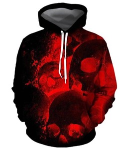 Halloween Red Skull 3D Hoodie Zipper Hoodie