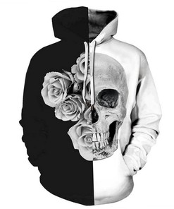 Halloween Skull And Rose 3D Hoodie Zipper Hoodie