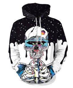 Halloween Skull And Skeleton 3D Hoodie Zipper Hoodie