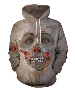 Halloween Zombie Face Print 3D Hoodie Zipper Hoodie