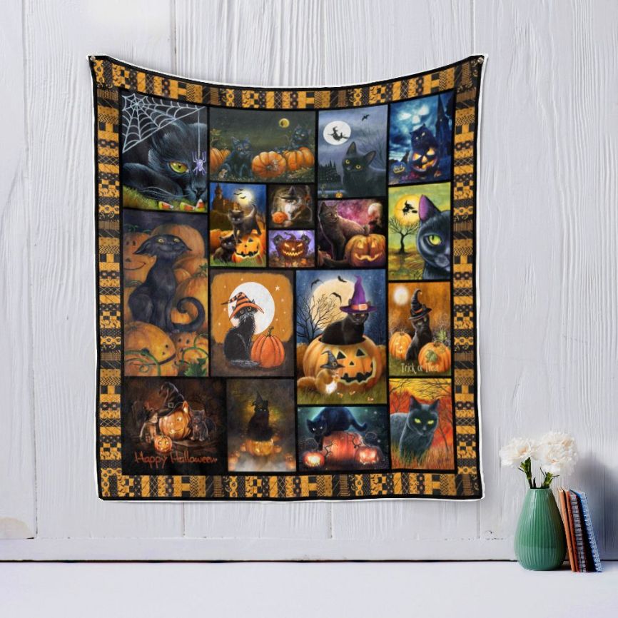 Haloween Cat Quilt Blanket Bedding Set for Home Décor