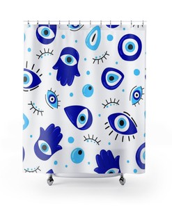 Hamsa Shower Curtain, Hamsa Hand Print, Housewarming Gift, Unique Print Shower Curtains