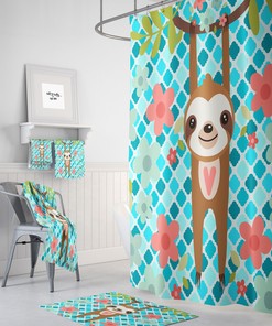Hanging Sloth Shower Curtain for Bathroom Decor, Home Decor