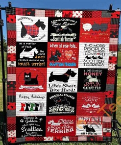 Happiness Is A Warm Scottie Quilt Blanket Bedding Set