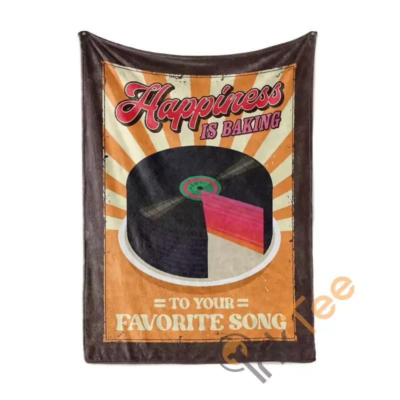Happiness Is Baking To Your Favorite Song Sherpa Fleece Blanket Gifts for Family, for Couple