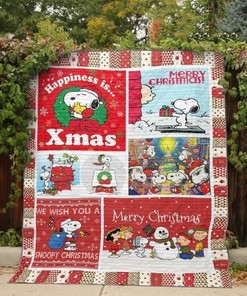 Happiness Is Xmas Snoopy Quilt Blanket Bedding Set Xmas