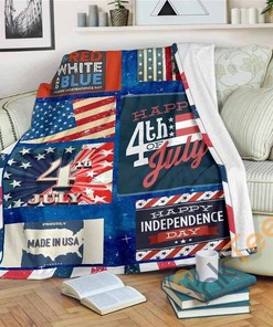 Happy 4th Of July Independence Patriot Sherpa Fleece Blanket Gifts for Family, for Couple