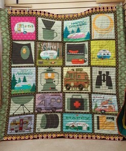 Happy Camper Camping Quilt Blanket Bedding Set