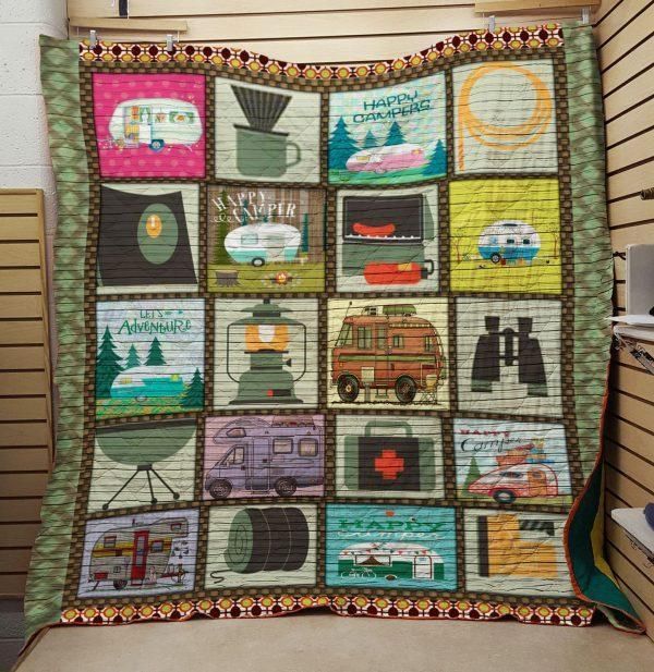 Happy Camper Camping Quilt Blanket Bedding Set