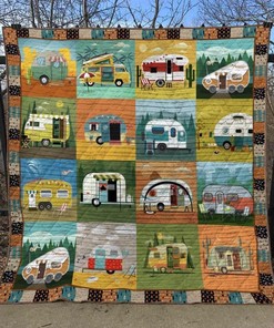 Happy Camping Quilt Blanket Bedding Set for Home Décor