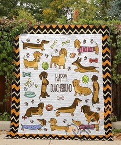 Happy Dachshund Quilt Blanket Bedding Set