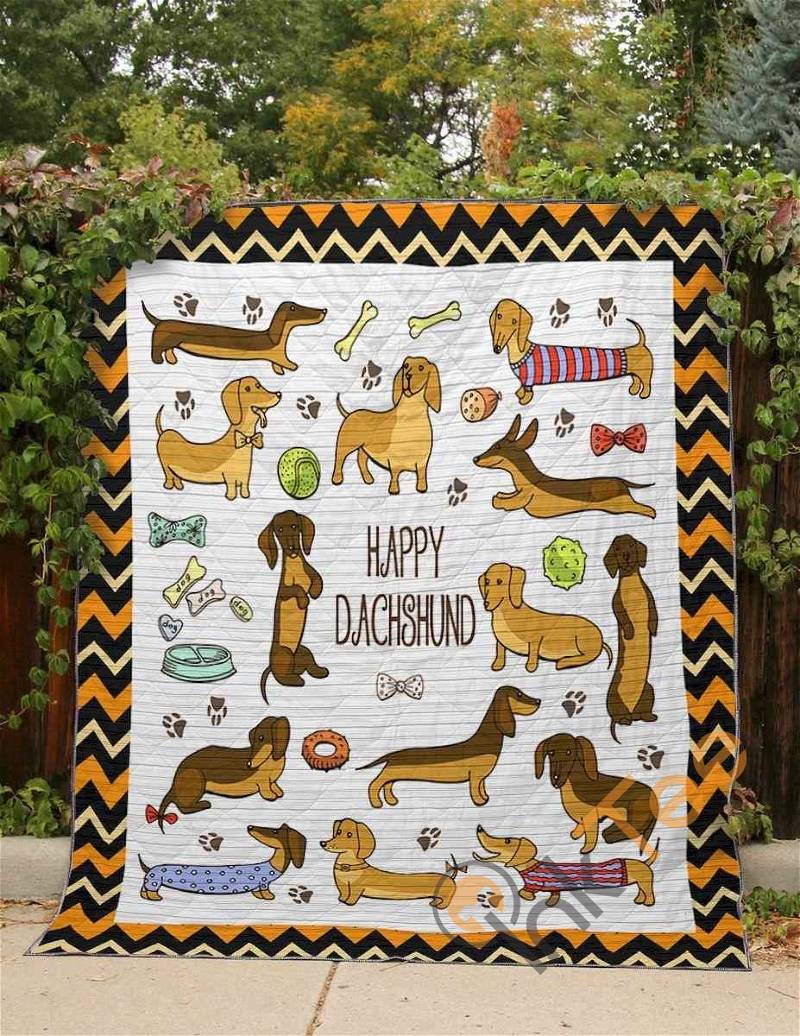 Happy Dachshund Quilt Blanket Bedding Set
