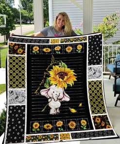 Happy Elephant Sunflower Quilt Blanket Bedding Set
