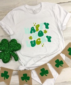 Happy Go Lucky Shirt, Happy St. Patrick Day Shirt, St.Patricks Day Shirt, Shamrock Lucky, Four Leaf Clover, Irish Shirt