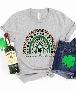 Happy Go Lucky Shirt, Rainbow Shirt, Women St Pattys Shirt, Lucky T-Shirt, Woman St Patricks Day Shirt, St Patrick's Day Tee
