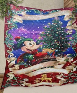 Happy Holiday Mickey Mouse Disney Christmas Gifts Lover Quilt Blanket Bedding Set, mickey Quilt Blanket Bedding Set