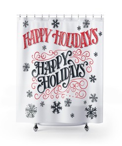 Happy Holidays - Christmas - Shower Curtain