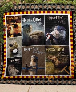 Happy Otter Quilt Blanket Bedding Set With Pillowcase Option