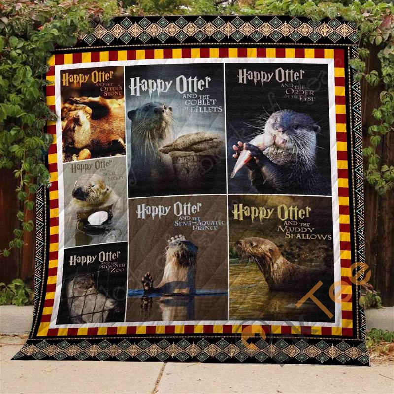 Happy Otter Quilt Blanket Bedding Set With Pillowcase Option