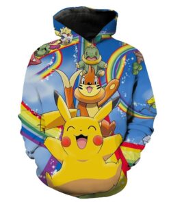 Happy Pikachu Pokemon Pikachu Rainbow Hoodie 3D
