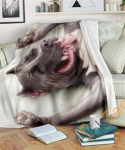 Happy Pit Bull Sherpa Fleece Blanket Gifts for Family, for Couple