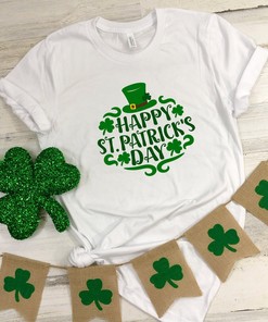 Happy St. Patrick Day Shirt, St. Patricks Day Shirt, Shamrock Lucky, Four Leaf Clover Shamrock Irish Shirt