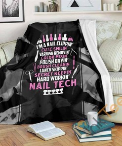 Hard Workin Nail Tech Sherpa Fleece Blanket Gifts for Family, for Couple