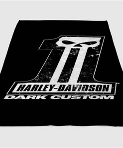 Harley Davidson Dark Custom Sherpa Fleece Blanket Gifts for Family, for Couple