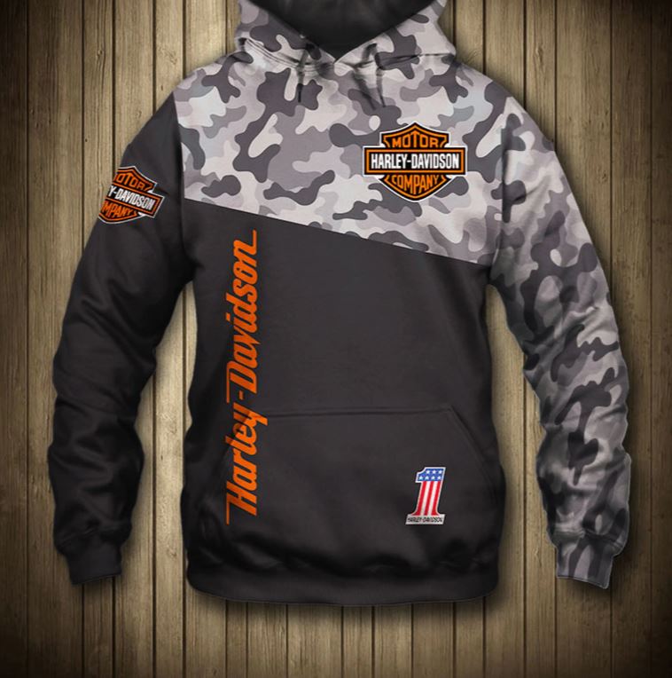Harley Davidson Hoodie 3D Zip Hoodie Military Graphic Custom Zip Hoodie for Fans
