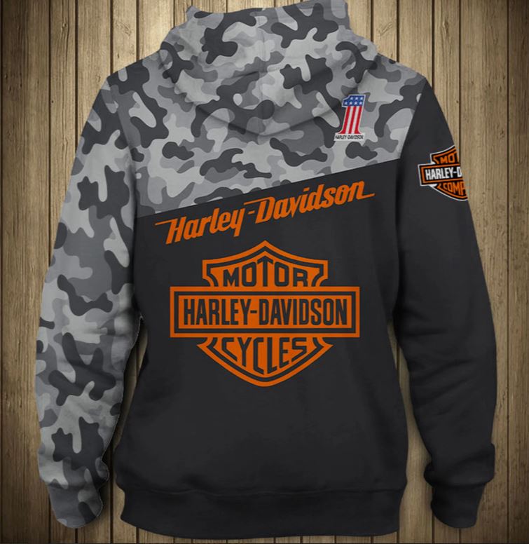 Harley Davidson Hoodie 3D Zip Hoodie Military Graphic Custom Zip Hoodie for Fans - Image 3