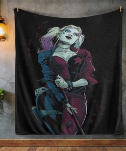 Harley Quinn Quilt Blanket Bedding Gift For Fan, Harley Quinn Quilt Blanket Bedding