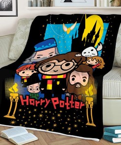 Harry Potter Fan Gift, Harry Potter Chibi Comfy Throw Blanket Gift