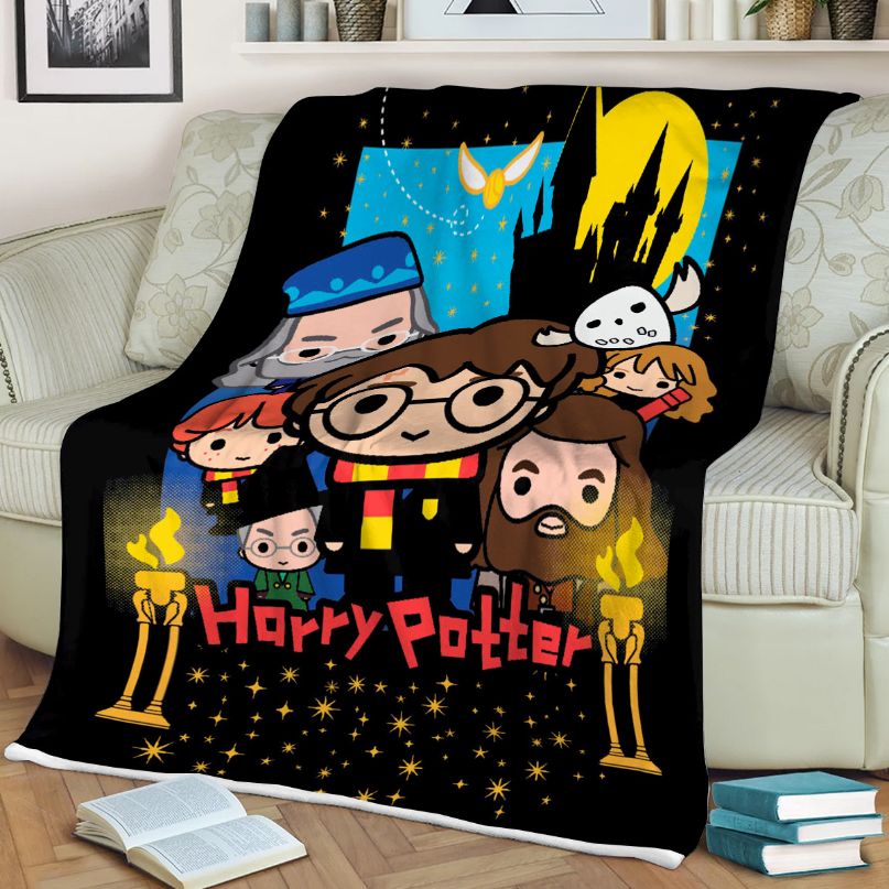 Harry Potter Fan Gift, Harry Potter Chibi Comfy Throw Blanket Gift