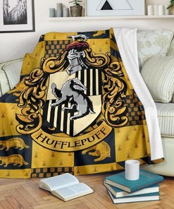 Harry Potter Hufflepuff House Fleece Blanket Gift For Fan, Quilt Blanket Bedding Set Gift