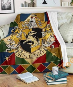 Harry Potter Hufflepuff Sherpa Blanket Fleece Blanket Gifts for Family, for Couple