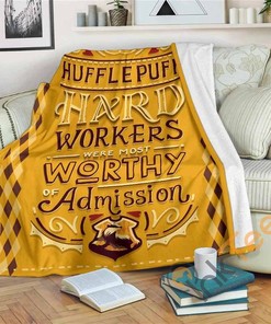 Harry Potter Hufflepuff Sherpa Fleece Blanket Gifts for Family, for Couple
