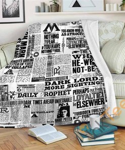 Harry Potter Newspaper Sherpa Fleece Blanket Gifts for Family, for Couple