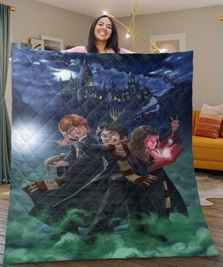 Harry Potter Quilt Blanket Bedding Set, Harry Potter Ron Weasley Hermione Granger Gift For Fan, Harry Potter Ron Weasley Hermione Granger Quilt Blanket Bedding Set