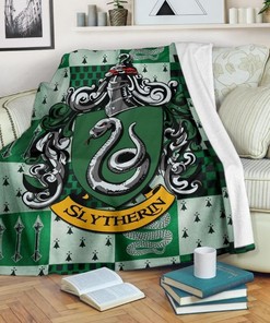 Harry Potter Slytherin House Fleece Blanket Gift For Fan, Quilt Blanket Bedding Set Gift