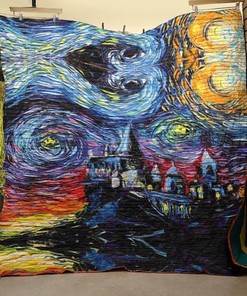 Harry Potter Starry Night Hogwarts Castle Quilt Blanket Bedding Set