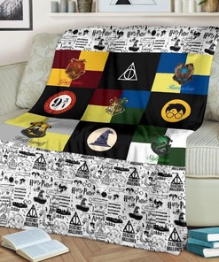 Harry Potter Symbols Best Seller Fleece Blanket Gift For Fan, Quilt Blanket Bedding Set Gift